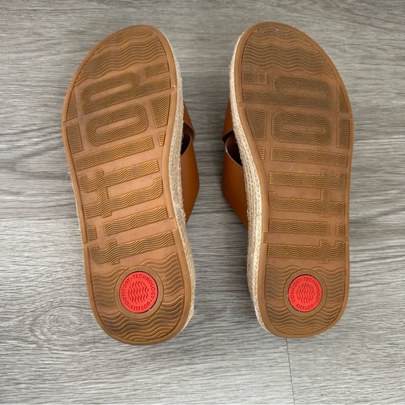 Fitflop F-MODE Espadrille Buckle Metallic-Leather Flatform women’s sandals - Picture 7 of 9